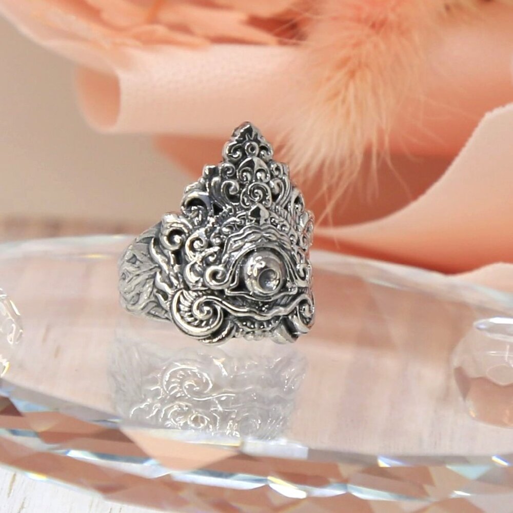 Bali Legacy ✦ Sterling Silver Scrollwork Ring ✦ 17.35g Ethnic Statement Size 8 - Picture 3 of 9